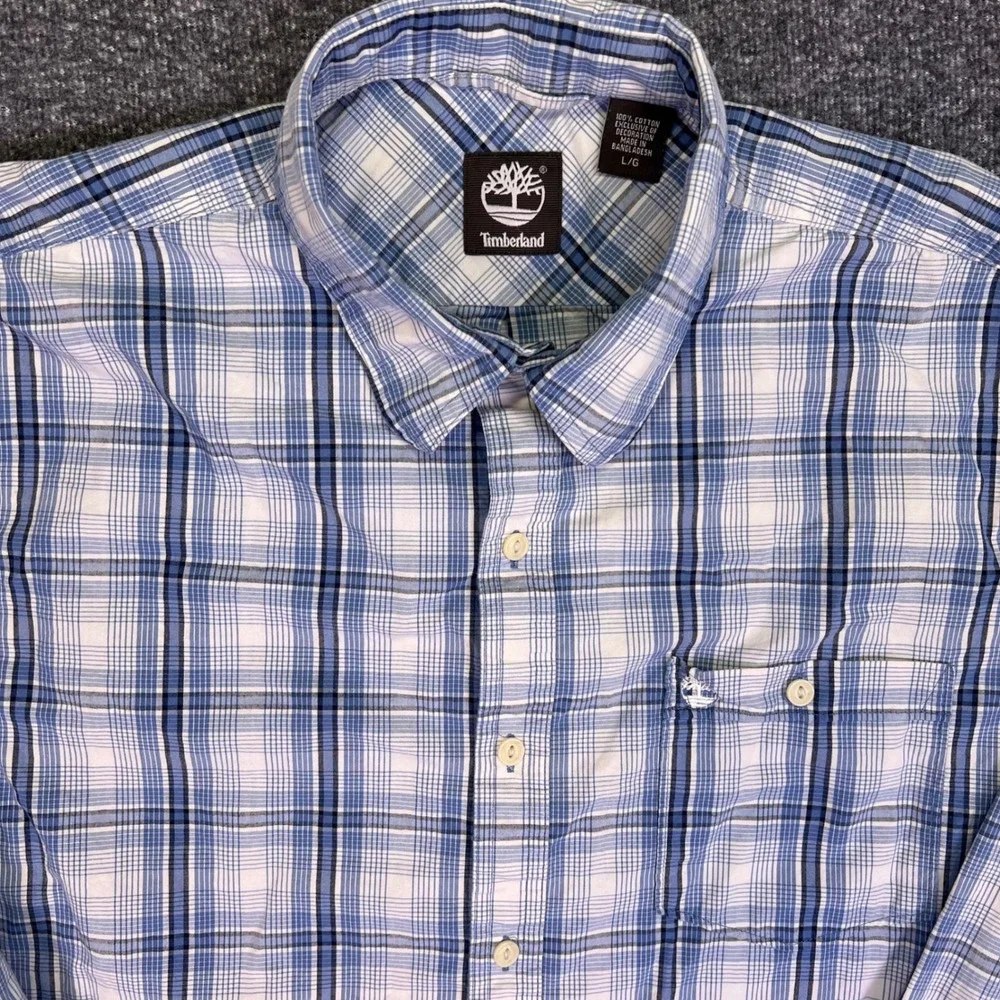 Timberland Shirt Mens‎ L Plaid Hiking Casual Rugged Cotton Long Sleeve Outdoors